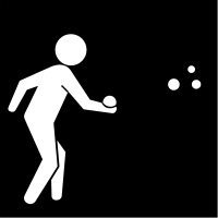 svartvit bildstödssymbol med en person som kastar ett bocciaklot