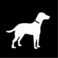 svartvit bildstödssymbol för hund